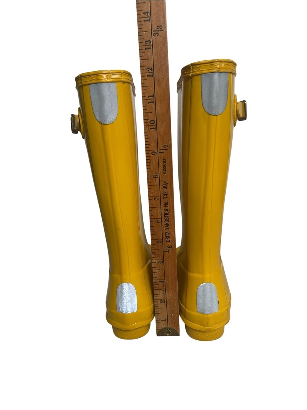 Hunter Kids Size 2B/3G Original Tall Glossy Yellow Rubber Rain Boots - Picture 7 of 12